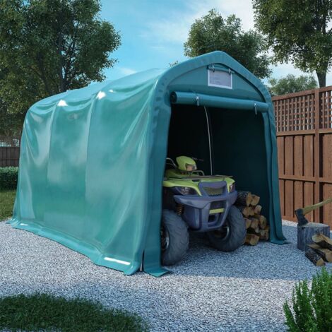Carpa verde - vidaXL Carpa garaje de almacenamiento PVC verde 2,4x3,6 m - Almacenamiento de vehículos