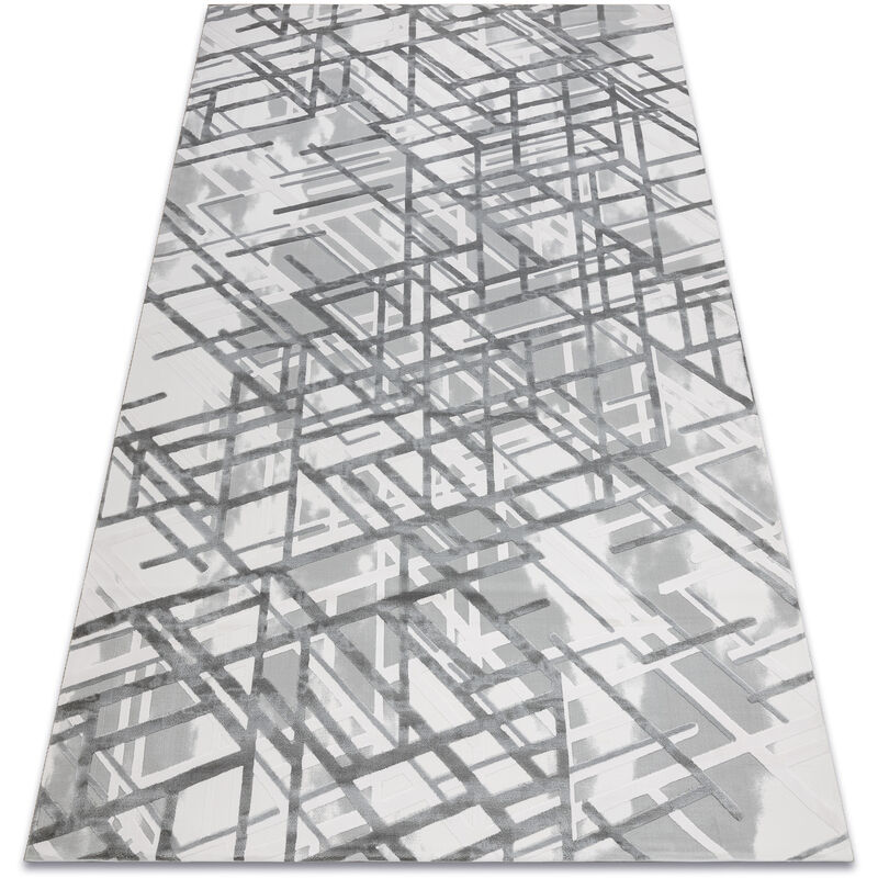 Rugsx - Carpet acrylic vals 8381 Lines spatial 3D grey grey 80x300 cm