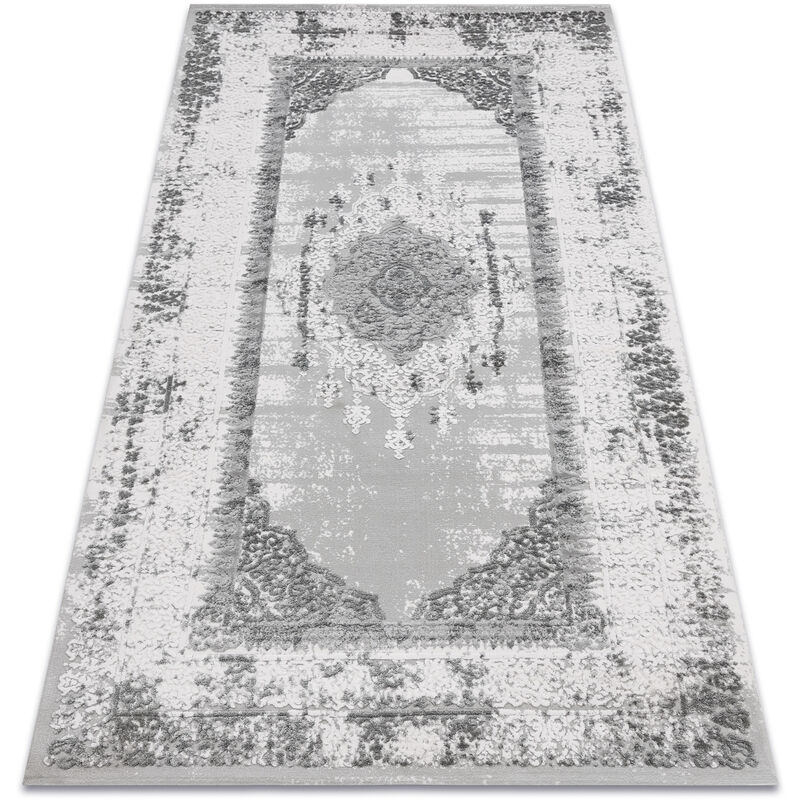 Rugsx - Carpet acrylic vals 8801 Frame ornament ivory / grey grey 100x200 cm