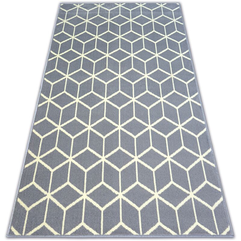 Carpet bcf base cube 3956 squares grey grey 185 x 270 cm