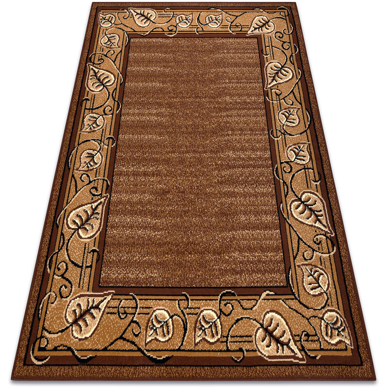 Carpet BCF Morad FELIKS Leaves, frame classic - brown brown 80x150 cm