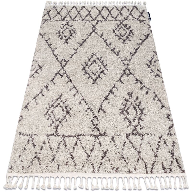 Rugsx - Carpet berber fez G0535 cream / brown Fringe Berber Moroccan shaggy beige 180x270 cm