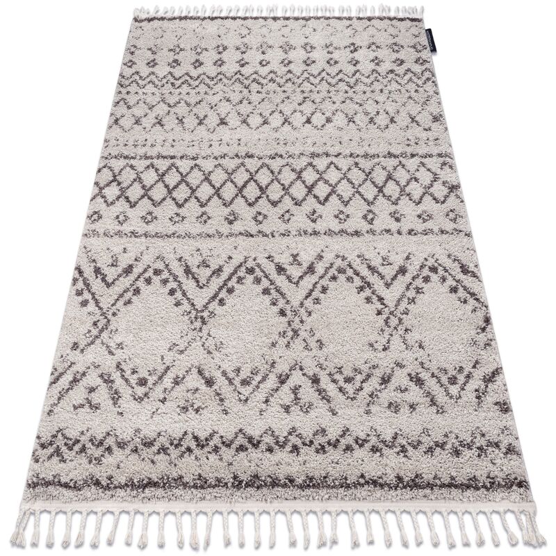 Rugsx - Carpet berber rabat G0526 cream / brown Fringe Berber Moroccan shaggy beige 140x190 cm