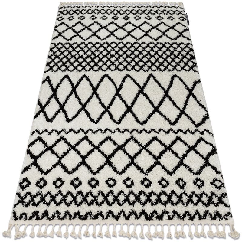 Rugsx - Carpet berber safi N9040 white / black Fringe Berber Moroccan shaggy black 120x170 cm