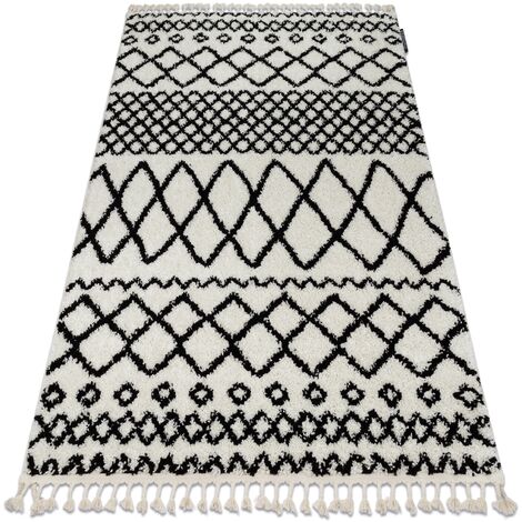 Carpet BERBER SAFI N9040 white / black Fringe Berber Moroccan shaggy Black 160x220 cm