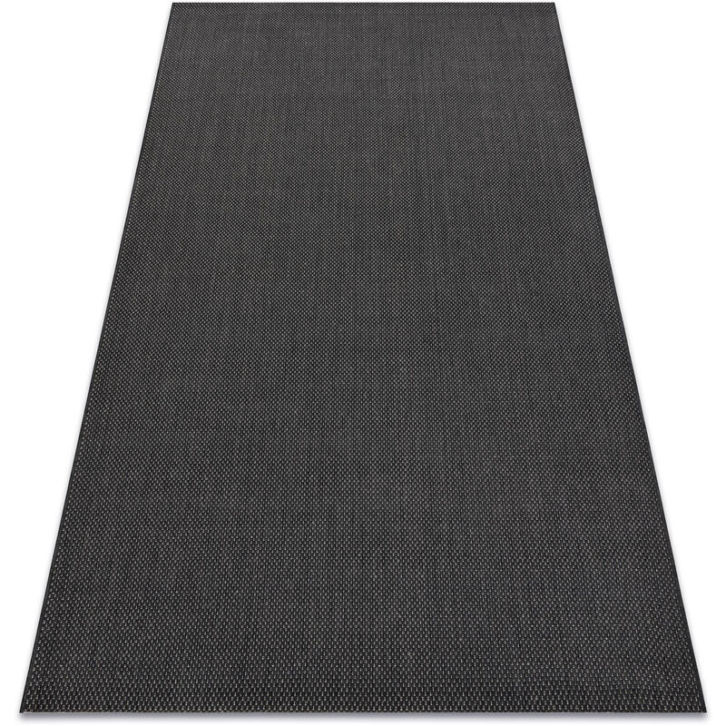 Carpet flat 48663/090 sisal - black plain black 120x170 cm