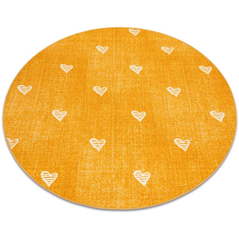 Rugsx - Carpet for kids hearts circle Jeans, vintage children's - orange orange round 170 cm