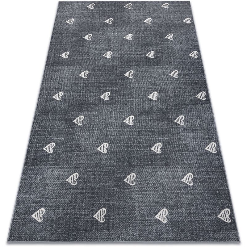 carpet for kids HEARTS Jeans, vintage children's - grey grey 100x300 cm