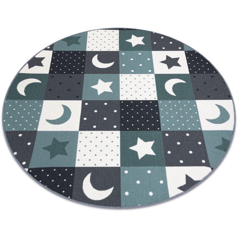 Carpet for kids stars circle children's turquoise / grey blue round 133 cm