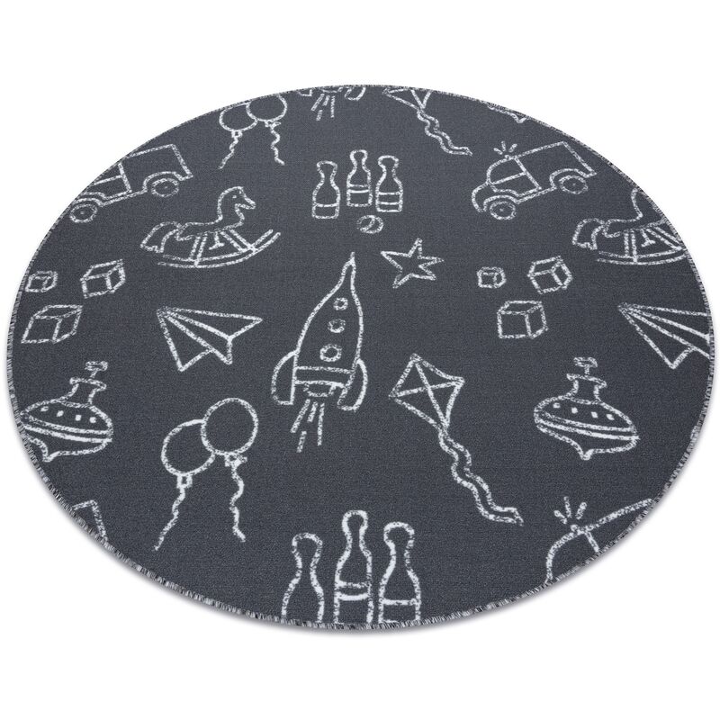 Rugsx - Carpet for kids toys circle to play, children's - grey grey round 100 cm