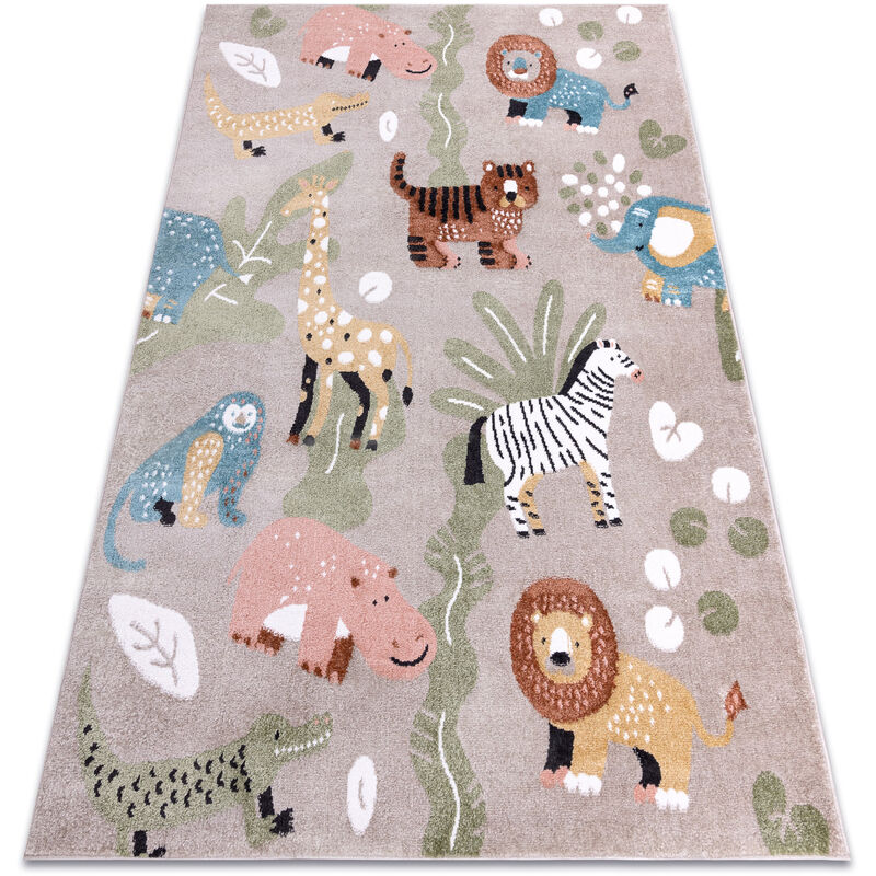 Rugsx - Carpet fun Africa for children, animals, Africa beige multicolour 140x190 cm