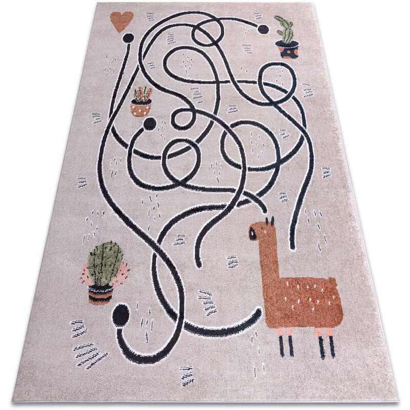 Rugsx - Carpet fun Game for children, game, llama beige multicolour 140x190 cm