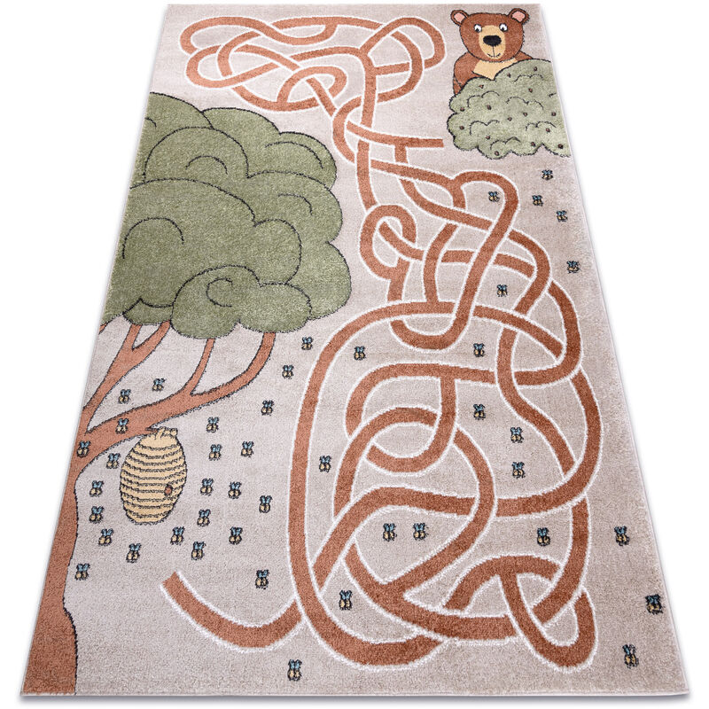 Rugsx - Carpet fun Honey for children, bear, bees beige multicolour 200x290 cm