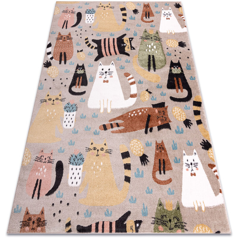 Carpet fun Kittens for children, cats beige multicolour 240x330 cm