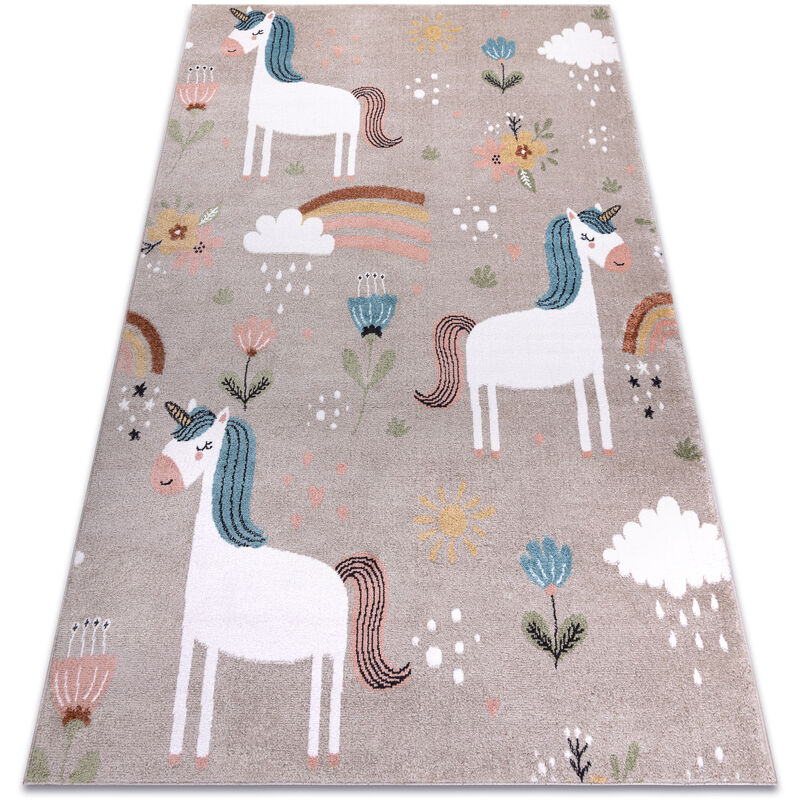 Carpet fun Sweety for children, unicorn, rainbow beige multicolour 180x270 cm