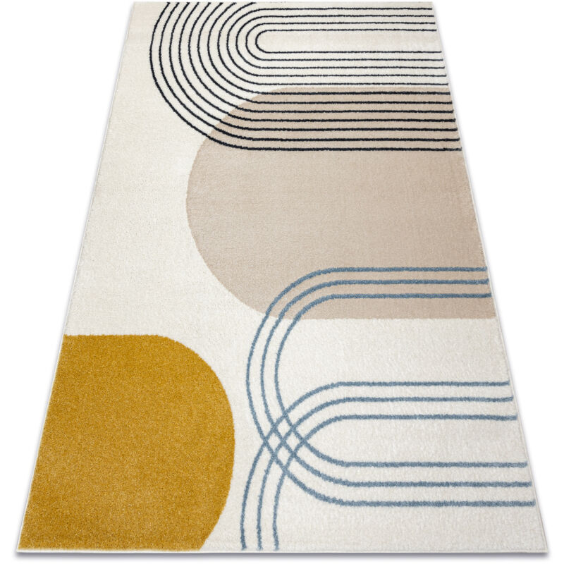 Carpet FUSION 7157 white / gold - Geometric, modern, abstract beige 80x150 cm
