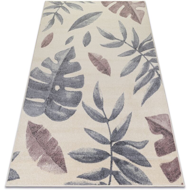 Carpet heos 78428 cream / pink leaves monstera beige 160x220 cm