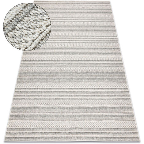 Carpet JERSEY 19233 grey - Lines, structural, loop BOHO beige 240x330 cm
