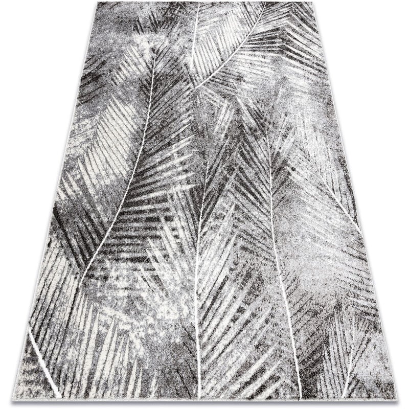 Rugsx - Carpet mateo 8035/644 Modern palm leaves - structural grey grey 80x150 cm