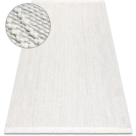 Carpet NANO EN14A Diamonds, loop, flat woven white white 200x290 cm