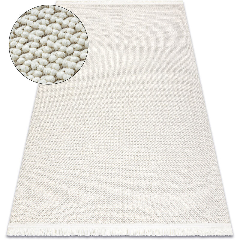 Rugsx - Carpet nano FH92A Plain, loop, flat woven white white 160x220 cm