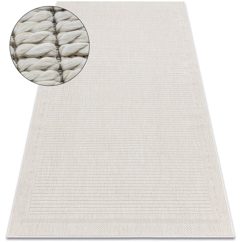 Carpet origi 3727 cream - Frame flat-woven sisal string beige 136x190 cm