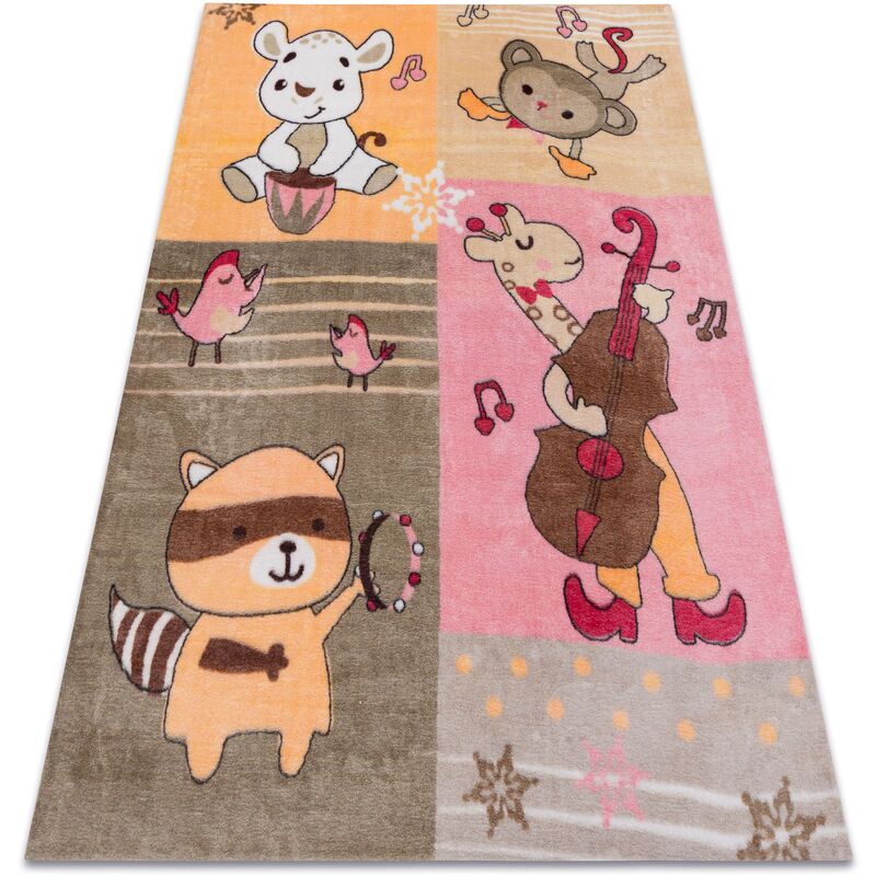 Rugsx - Carpet play Animals music tunes G3610-1 pink / orange multicolour 120x170 cm