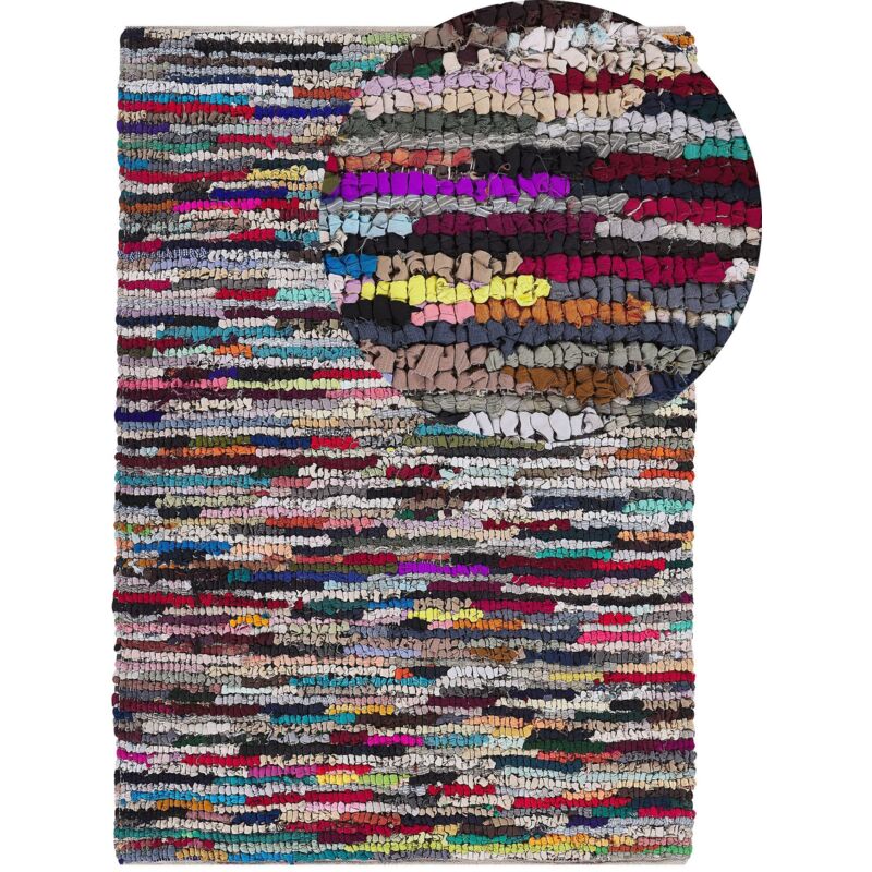 Beliani - Modern Area Rug Multicolour Polyester Jellybean Handmade 140 X 200 Cm Bafra