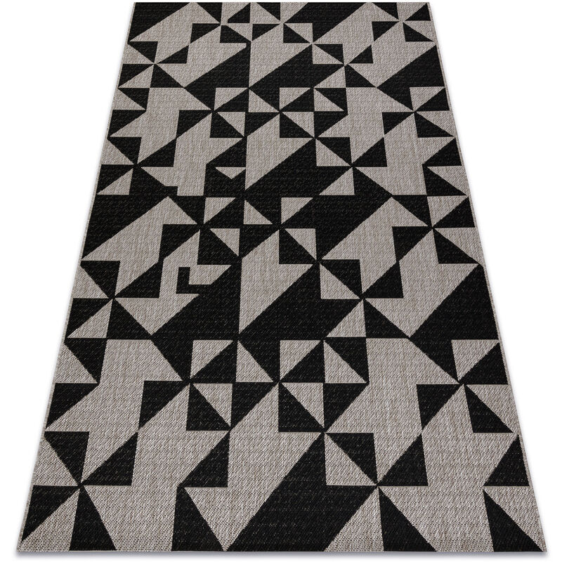 Rugsx - carpet sizal floorlux 20489 silver / black triangles grey 160x230 cm