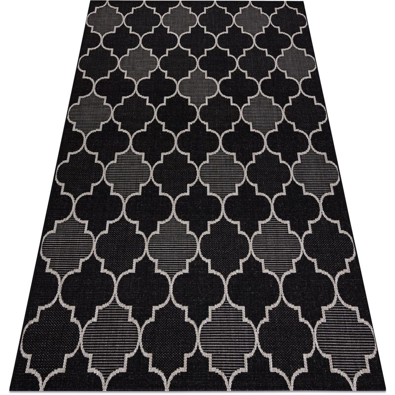 Carpet sizal floorlux 20607 Moroccan trellis black / silver black 140x200 cm