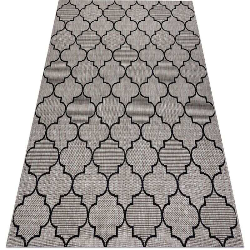 Carpet sizal floorlux 20607 Moroccan trellis silver / black grey 200x290 cm