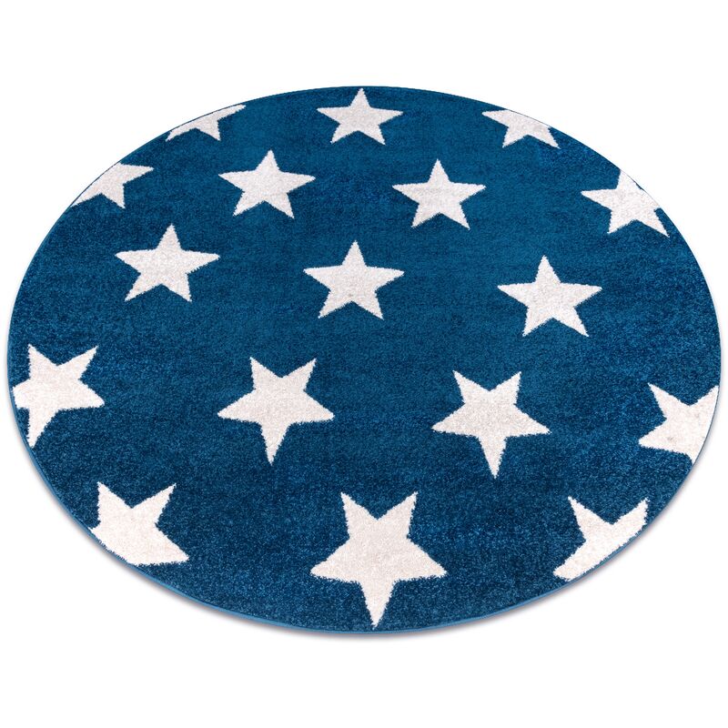 Rugsx - Carpet sketch circle - FA68 blue/white - Stars blue round 140 cm