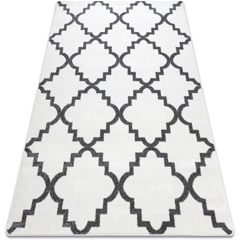 Carpet sketch - F343 cream/grey trellis white 160x220 cm