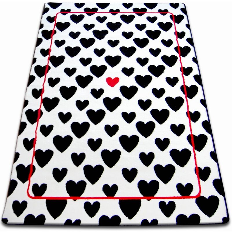 Rugsx - Carpet sketch - F755 cream/black - hearts white 180x270 cm