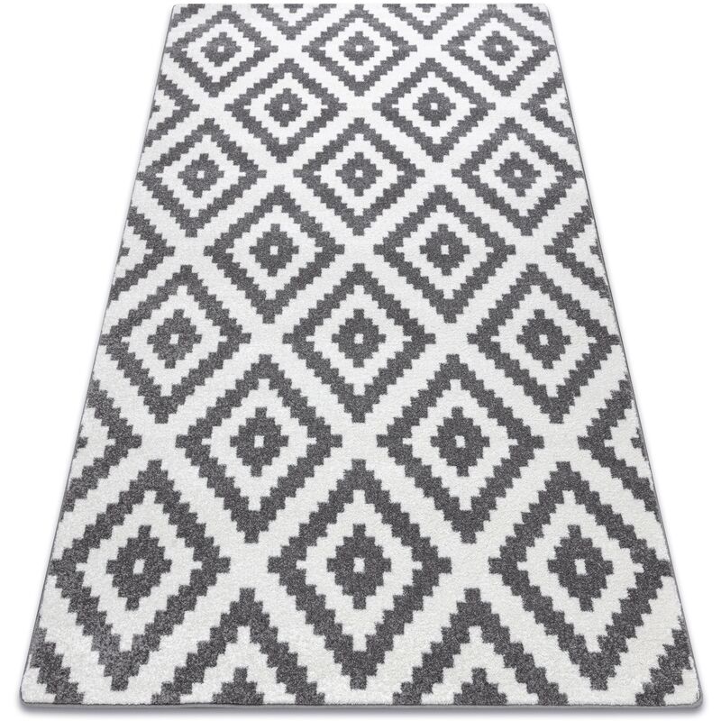 Rugsx - Carpet SKETCH - F998 cream/grey - Squares White 160x220 cm