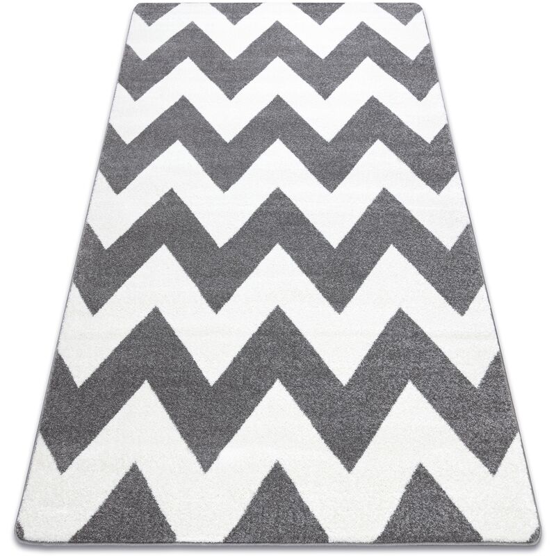 Rugsx - Carpet SKETCH - FA66 grey/white - Zigzag Shades of grey and silver 140x190 cm
