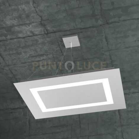 CARPET SOSPENSIONE RETTANGOLARE GRANDE 4+2 LUCI BIEMISSIONE GRIGIO 1137-SRG+2-GR