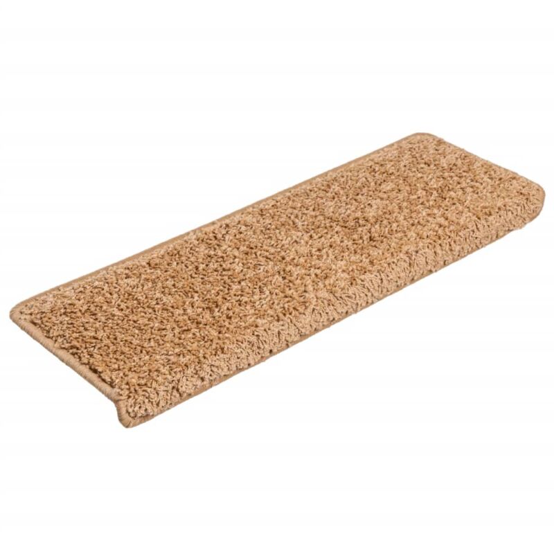 Carpet Stair Treads 15 pcs 65x21x4 cm Beige vidaXL