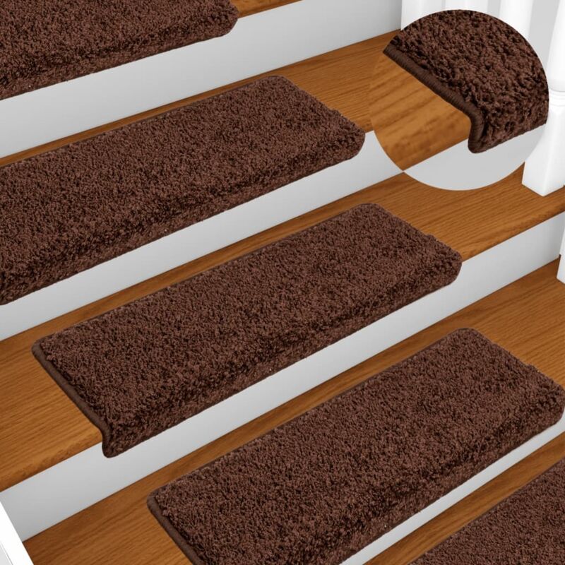 Stair Mats 10 Pcs 65x21x4 Cm Brown Rectangular Edge Vidaxl