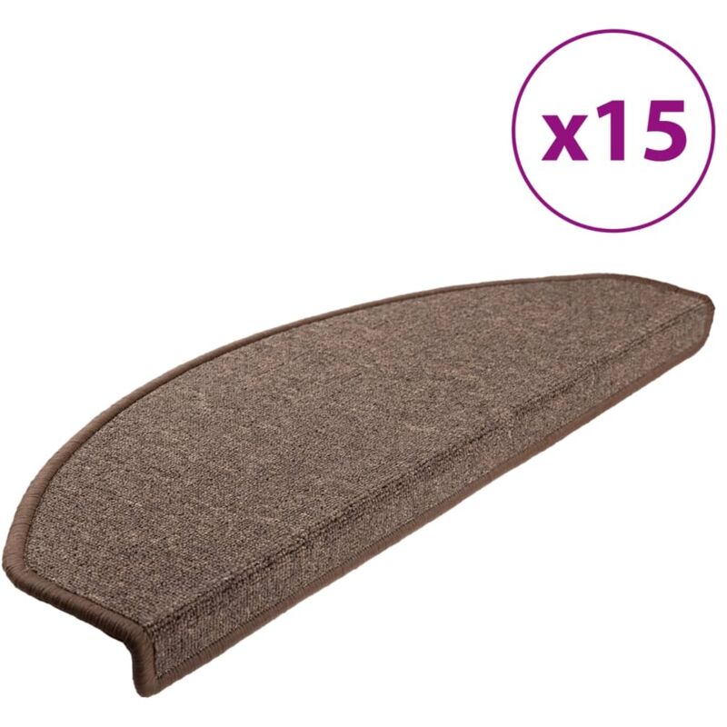 Vidaxl - Stair Mats 15 Pcs 65x24x4 Cm Coffee Brown Half Round Large