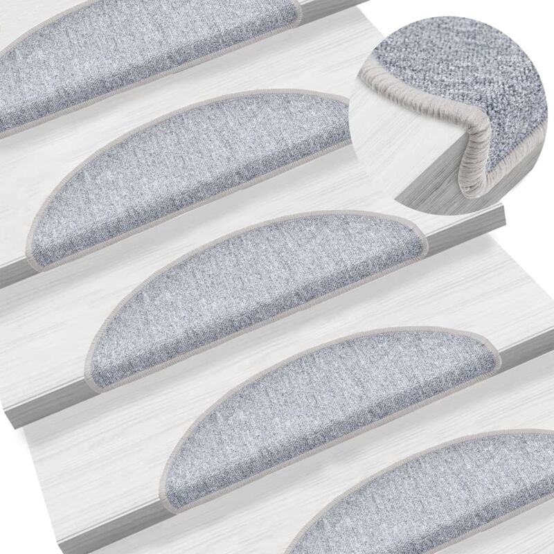 Stair Mats 10 Pcs 56x17x3 Cm Light Grey Half Round Vidaxl