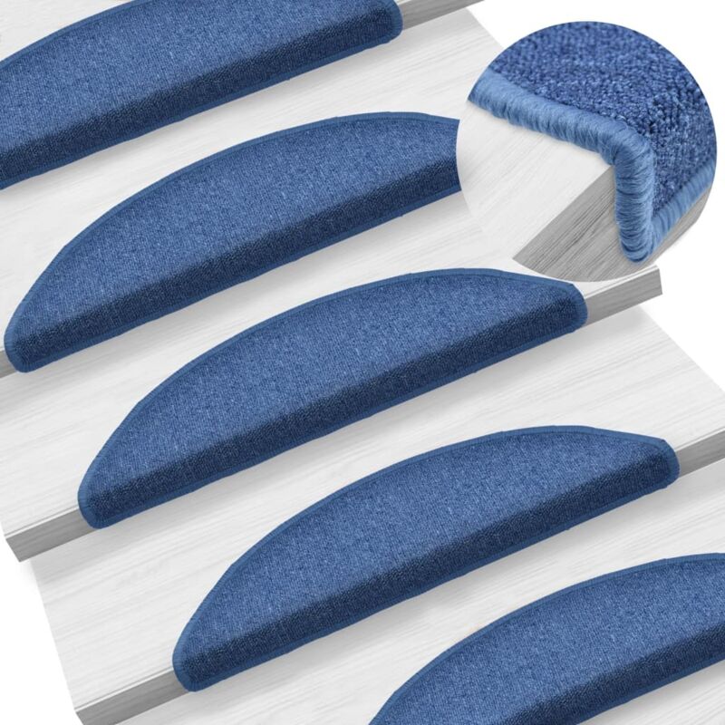 Stair Mats 10 Pcs 56x17x3 Cm Blue Half Round Vidaxl