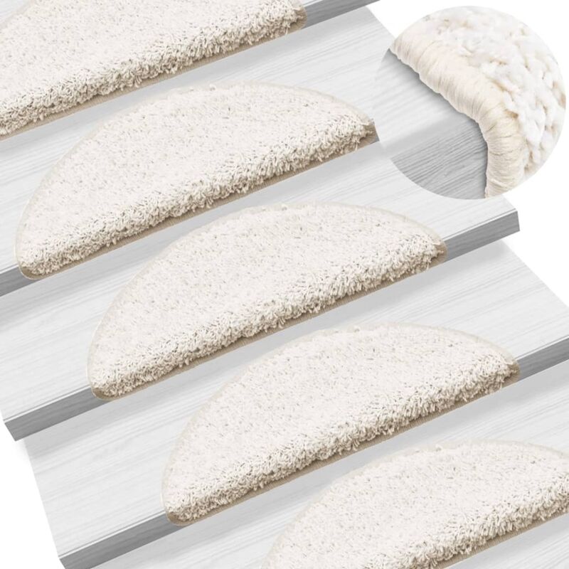 Stair Mats 10 Pcs 56x17x3 Cm White Half Round Vidaxl