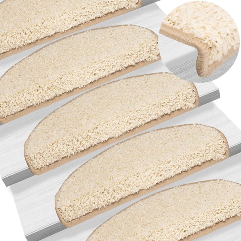 Stair Mats 10 Pcs 65x21x4 Cm Cream Half Round Large Vidaxl