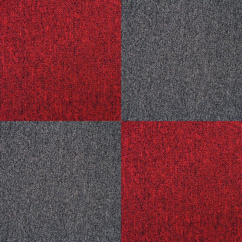 Carpet Tiles 40 x Charcoal Black & Scarlet Red 10 Metres Squared