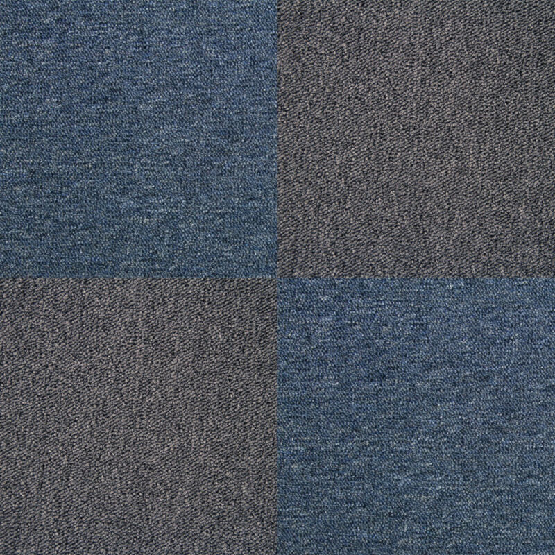 Carpet Tiles 40 x Charcoal Black & Storm Blue 10 Metres Squared