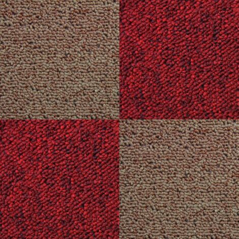 MONSTER-SHOP Carpet Tiles 40 x Sand & Scarlet Red 10 Metres Squared Heavy-Duty