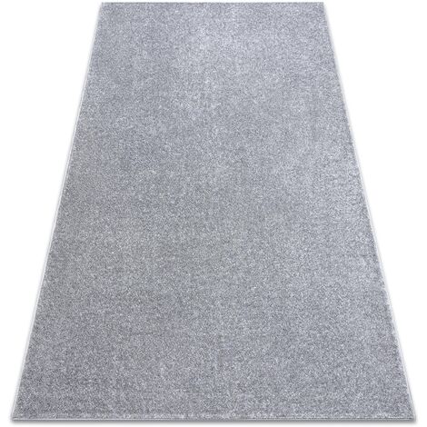 RUGSX Carpet wall-to-wall SANTA FE silver 92 plain, flat, one colour grey 150x350 cm