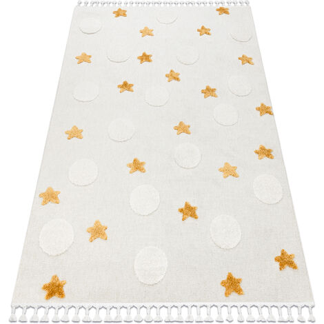 Carpet YOYO GD75 white / orange - Stars, circles for children, structural, sensory Fringes beige 200x290 cm