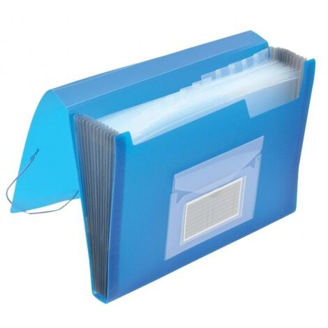 Carpeta con goma elástica A4 PP azul 12 compartimentos